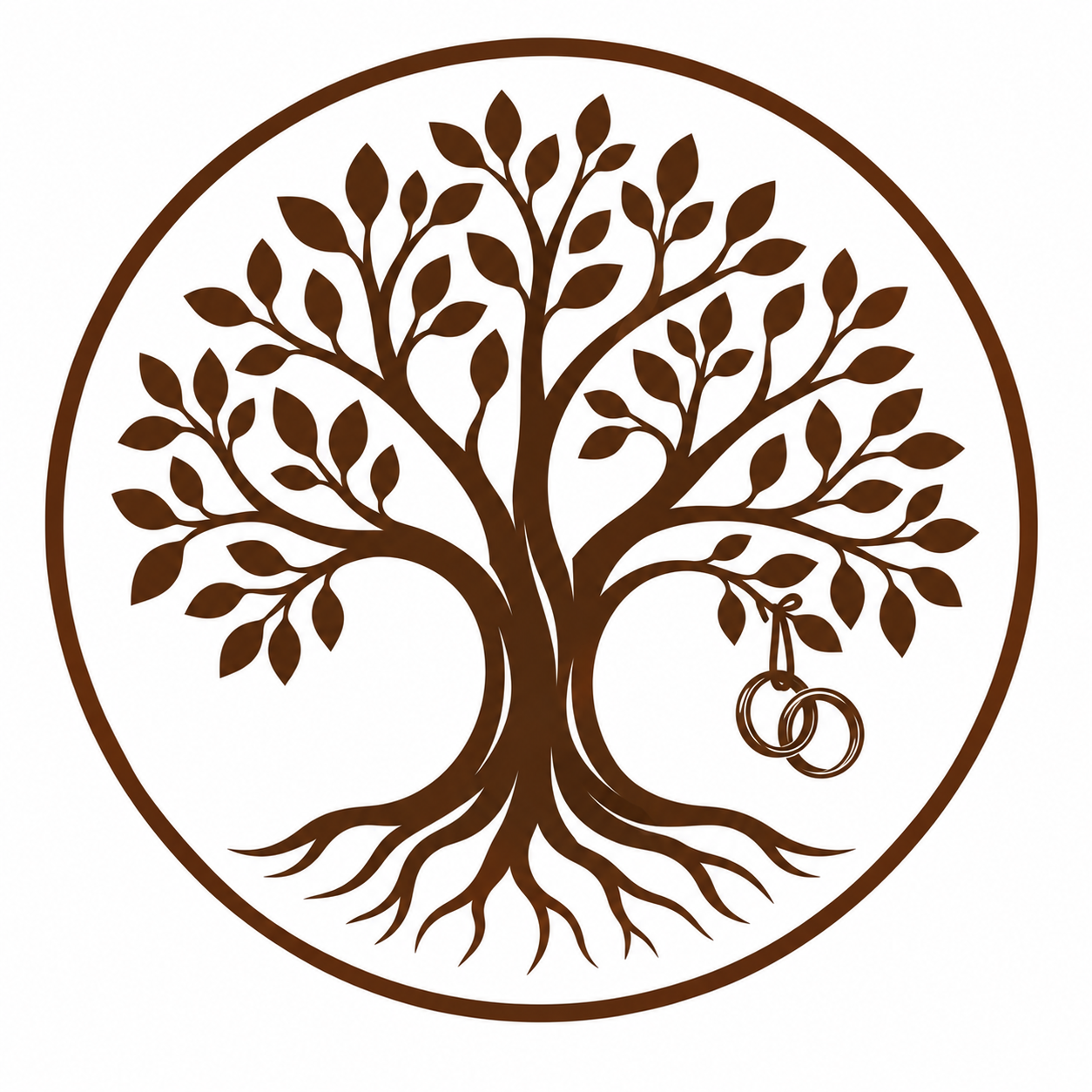 Brown County Ceremonies tree and wedding rings logo